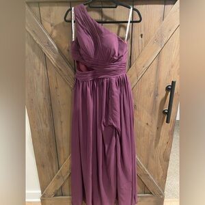 Elegant One-Shoulder Purple Dress
